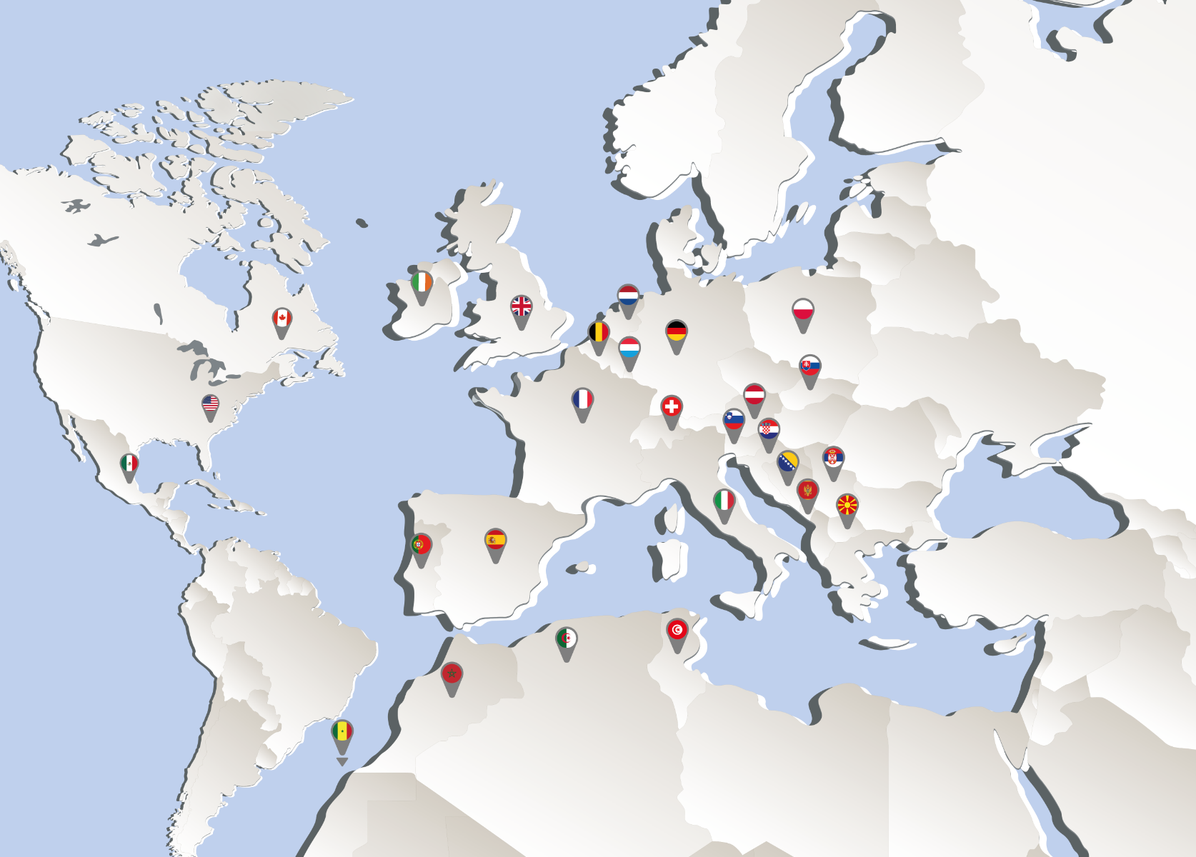Carte monde emplacement sesa systems