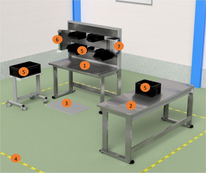 Example of a stainless steel workstation